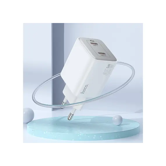 Adapter Hoco N42 Elogiado dual-port PD45W (2C) charger white, 3 image