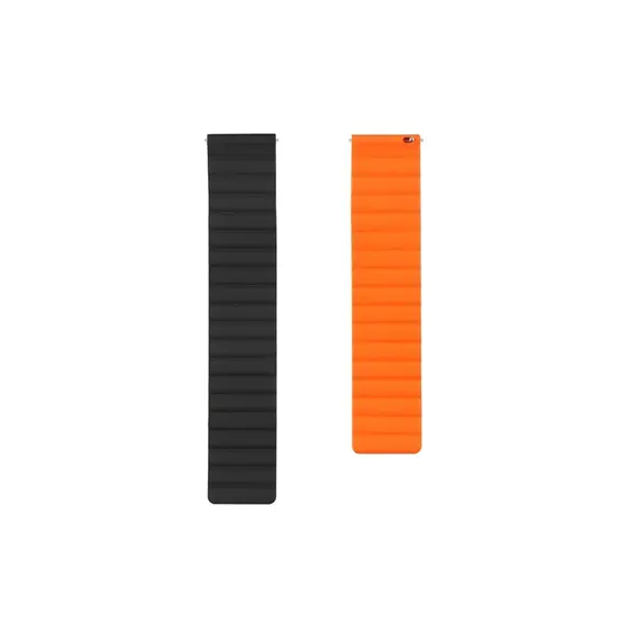 სმარტ საათის სამაჯური For Samsung Galaxy Watch 5 Silicone Watch Strap 20mm - Black / Orange , 3 image - Primestore.ge