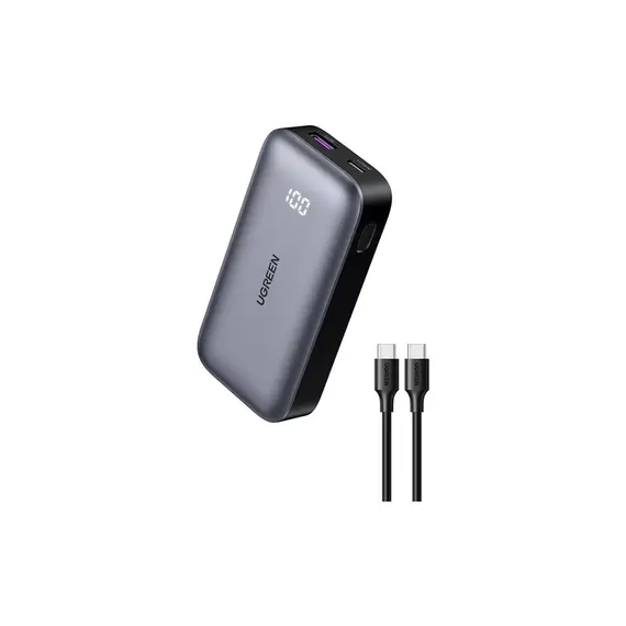 პორტატული დამტენი Ugreen PB502 10000mAh 30W USB Type-C Power Bank Grey  - Primestore.ge