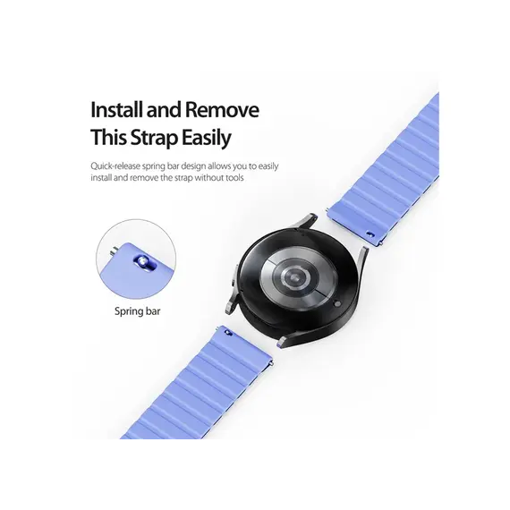 სმარტ საათის სამაჯური DUX DUCIS YA Series 43mm Genuine Cow Leather Strap 20mm Watch Band - Dark Blue+Baby Blue , 3 image - Primestore.ge
