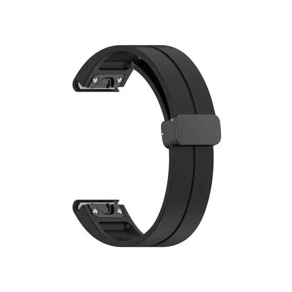 სმარტ საათის სამაჯური 42mm Watch Strap Black Buckle 20mm Magnetic Silicone Band - Black , 2 image - Primestore.ge