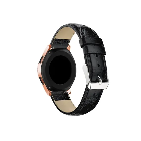 სმარტ საათის სამაჯური For Samsung Galaxy Watch 42mm, Smart Watch Strap Bracelet 20mm Crocodile Texture Genuine Leather - Black , 2 image - Primestore.ge
