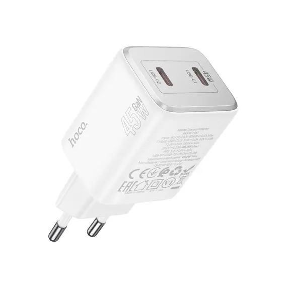 Adapter Hoco N42 Elogiado dual-port PD45W (2C) charger white