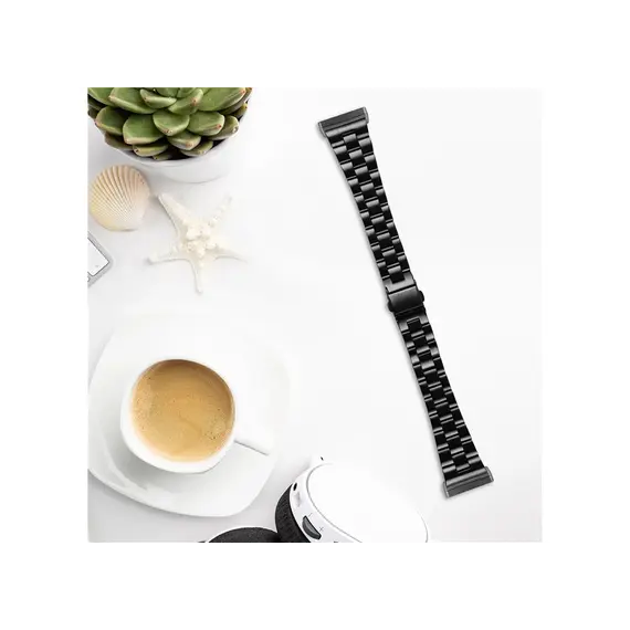 სმარტ საათის სამაჯური For Samsung Galaxy Watch Stainless Steel 3-Bead Watch Strap 20mm Replace Band - Black , 3 image - Primestore.ge