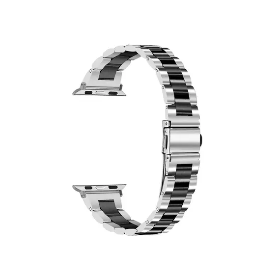 სმარტ საათის სამაჯური For Samsung Galaxy Watch Stainless Steel 3-Bead Watch Strap 20mm Replace Band - Silver+Black  - Primestore.ge