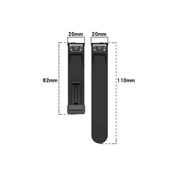 სმარტ საათის სამაჯური 42mm Watch Strap Black Buckle 20mm Magnetic Silicone Band - Black , 5 image - Primestore.ge