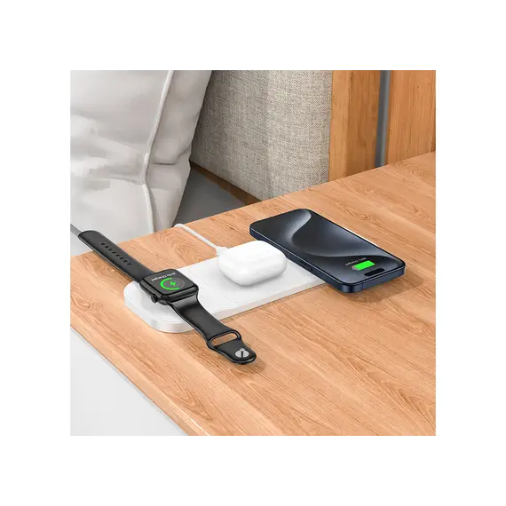 უსადენო დამტენი Hoco CQ5 Step 3-in-1 wireless fast charger White , 3 image - Primestore.ge