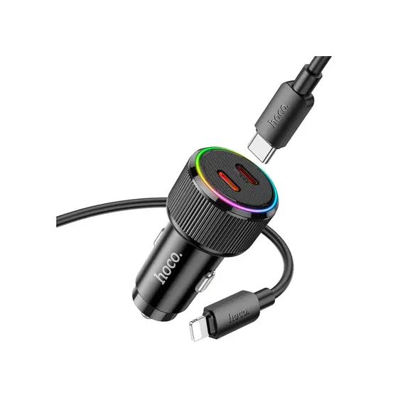 მანქანის დატენი Hoco NZ14B Guerrero PD50W Dual-Type-C car charger black , 3 image - Primestore.ge