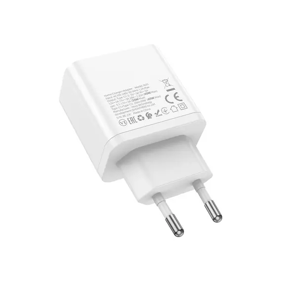 Adapter Hoco N35 Streamer dual-port PD45W (2C) charger white, 2 image