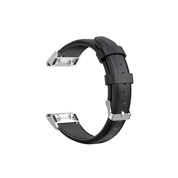 სმარტ საათის სამაჯური 20mm Oil Wax Skin Cowhide Leather Watch Band - Black  - Primestore.ge