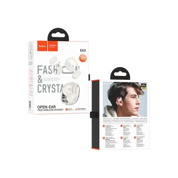 ყურსასმენი Hoco EA3 Talent open true wireless BT headset milky white , 4 image - Primestore.ge