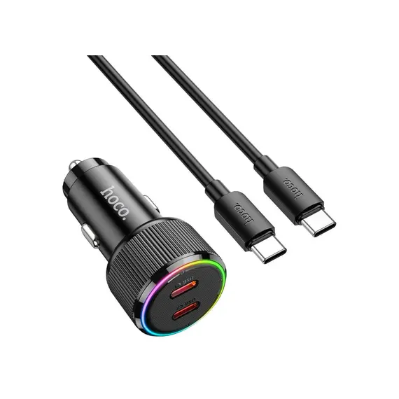 მანქანის დატენი Hoco NZ14B Guerrero PD50W Dual-Type-C car charger black , 4 image - Primestore.ge