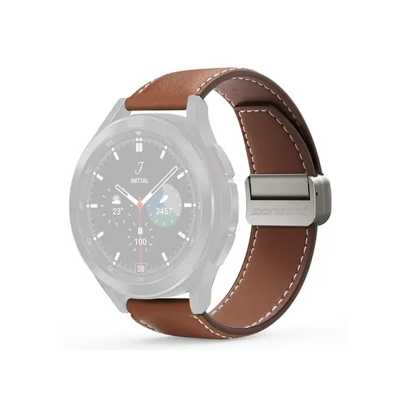 სმარტ საათის სამაჯური DUX DUCIS YA Series 43mm Genuine Cow Leather Strap 20mm Watch Band - Brown  - Primestore.ge