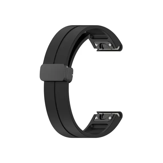 სმარტ საათის სამაჯური 42mm Watch Strap Black Buckle 20mm Magnetic Silicone Band - Black  - Primestore.ge