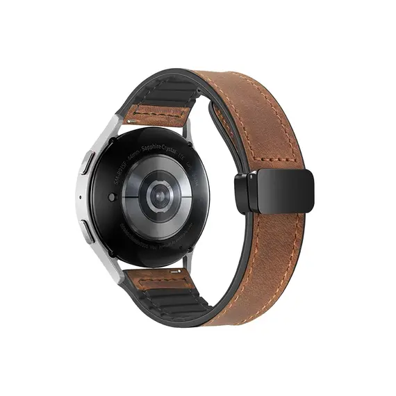 სმარტ საათის სამაჯური For Samsung Gear Sport / Huawei Watch GT 3 42mm Magnetic Genuine Cow Leather Watch Band, 20mm - Brown  - Primestore.ge