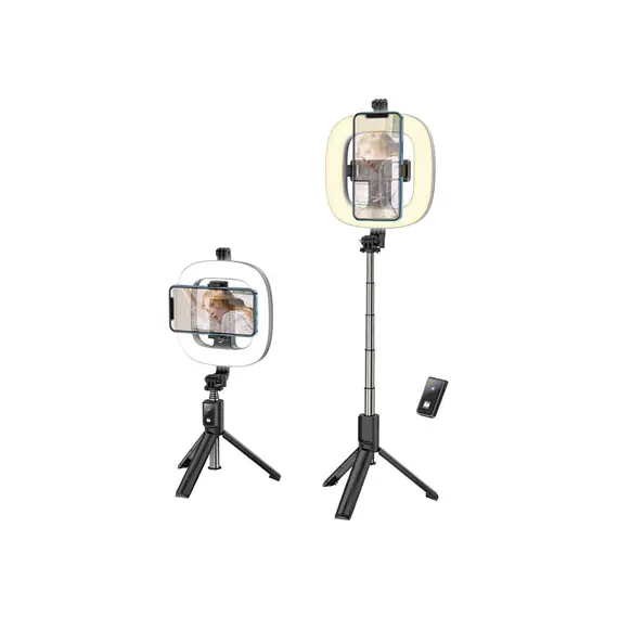 მობილურის სამაგრი Hoco LV03 Plus Showfull fill light live broadcast holder black  - Primestore.ge