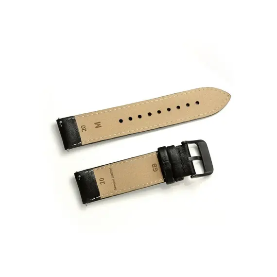 სმარტ საათის სამაჯური 20mm Cowhide Leather Watch Band For Samsung Galaxy Watch's - Black , 2 image - Primestore.ge