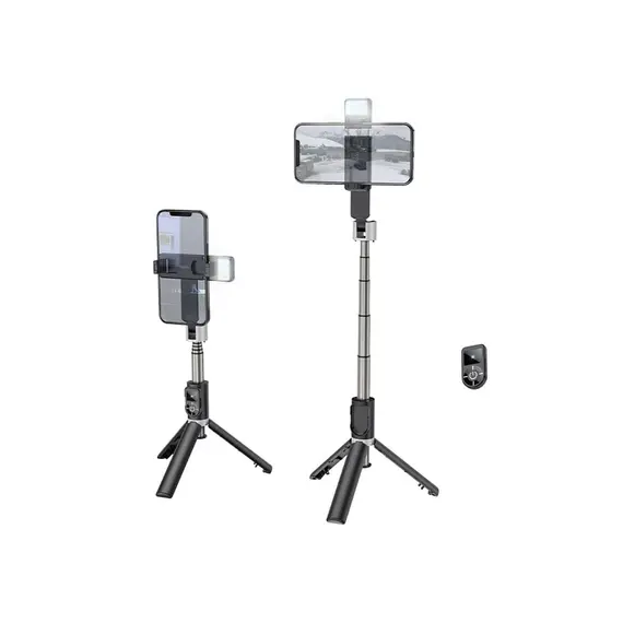 Mobile phone holder Hoco K16 aluminum alloy fill light live broadcast holder black, 2 image