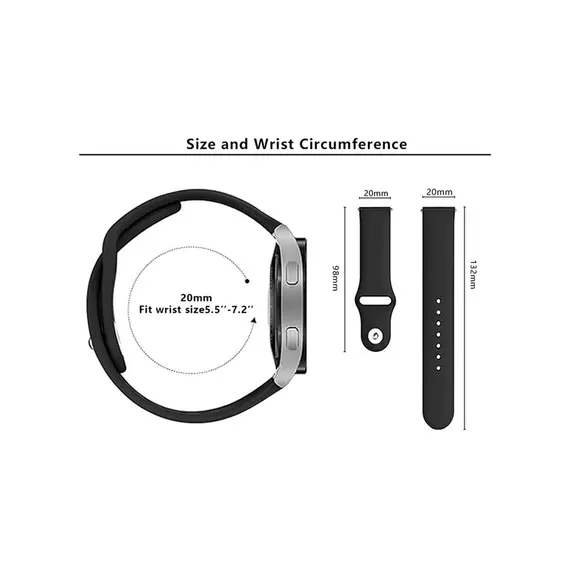 სმარტ საათის სამაჯური Kalebol KLB-GSNL-001 For Samsung Galaxy Watch6 Classic 47mm 43mm Watch Band 20mm Silicone Strap - Black , 4 image - Primestore.ge