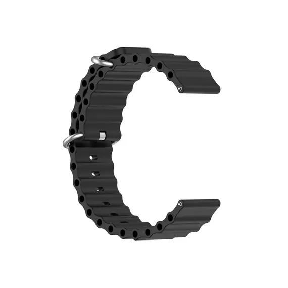 სმარტ საათის სამაჯური For Samsung Galaxy Watch3 41mm / Gear Sport Universal 20mm Wave Design Silicone Replacement Strap Solid Color Wrist Band - Black , 2 image - Primestore.ge
