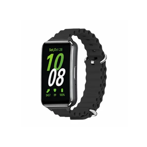 სმარტ საათის სამაჯური For Samsung Galaxy Fit3 Replacement Strap Drop-resistant Silicone Watch Band - Black , 2 image - Primestore.ge