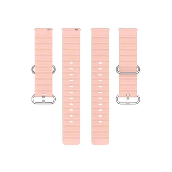 სმარტ საათის სამაჯური For Samsung Galaxy Watch3 41mm / Gear Sport Universal 20mm Wave Design Silicone Replacement Strap Solid Color Wrist Band - Pink , 3 image - Primestore.ge
