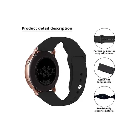 სმარტ საათის სამაჯური Kalebol KLB-GSNL-001 For Samsung Galaxy Watch6 Classic 47mm 43mm Watch Band 20mm Silicone Strap - Black , 3 image - Primestore.ge