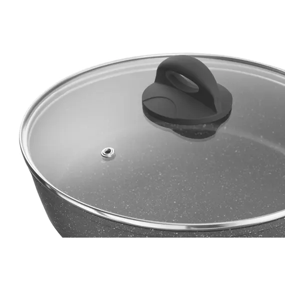 ტაფა Ardesto Deep Fry pan with lid Gemini Gourmet Viareggio, 28cm, aluminium, black , 5 image - Primestore.ge