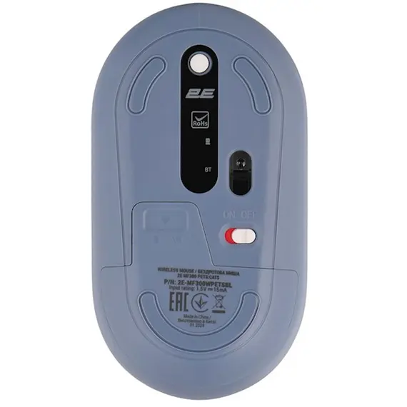 Mouse 2E MF300 PETS CATS Silent WL BT, Blue, 4 image