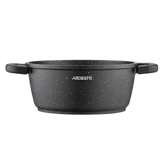 ქვაბი Ardesto Casserole with glass lid Gemini Anzio, 2.5l, aluminium, black , 3 image - Primestore.ge