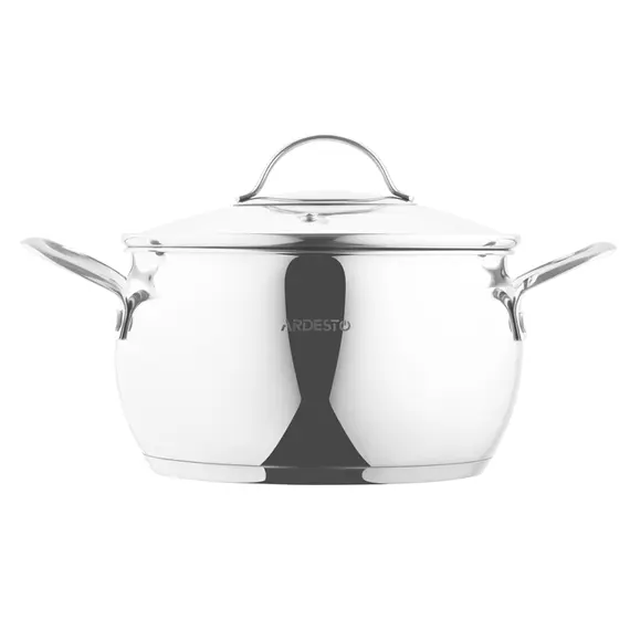 ქვაბი Ardesto Casserole with glass lid Gemini Liguria, 4l, stainless steel , 2 image - Primestore.ge