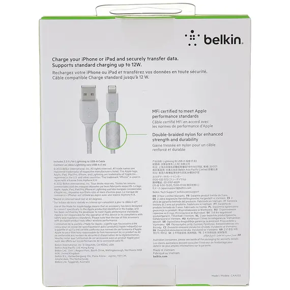 USB კაბელი BELKIN CAA002BT1MWH APPLE IPHONE CHARGER USB TO LIGHTNING , 4 image - Primestore.ge
