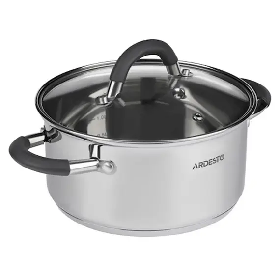 ქვაბი Casserole Ardesto Gemini, glass lid, 2.5 l, gray handles with silicone , 2 image - Primestore.ge