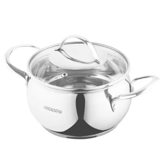 ქვაბი Ardesto Casserole with glass lid Gemini Liguria, 2.2l, stainless steel  - Primestore.ge