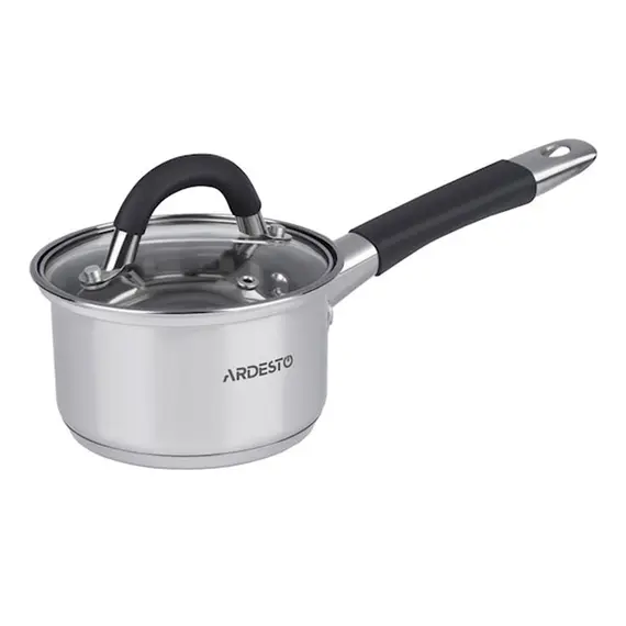 ქვაბი Saucepan Ardesto Gemini, glass lid, 0.8 l, gray handles with silicone , 2 image - Primestore.ge