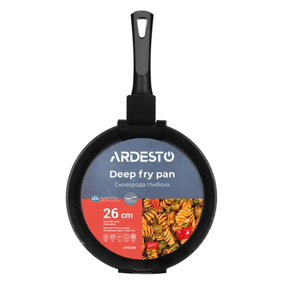 ტაფა Ardesto Deep Fry pan with removable handle Gemini Bari, 26cm, aluminium, black , 7 image - Primestore.ge