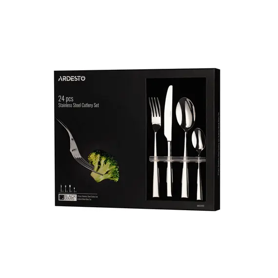 დანა-ჩანგლის ნაკრები Ardesto Cutlery set Black Mars Tia, 24pcs, stainless steel , 3 image - Primestore.ge