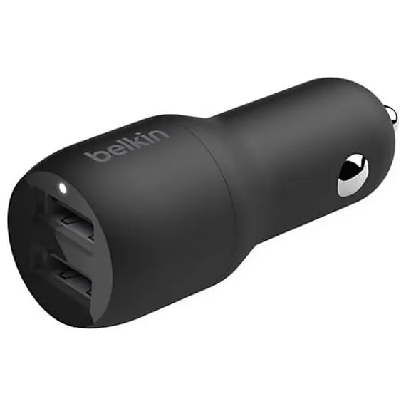 ავტომობილის USB დამტენი Belkin DUAL USB-A CAR CHARGER 12W X2, BLK  - Primestore.ge