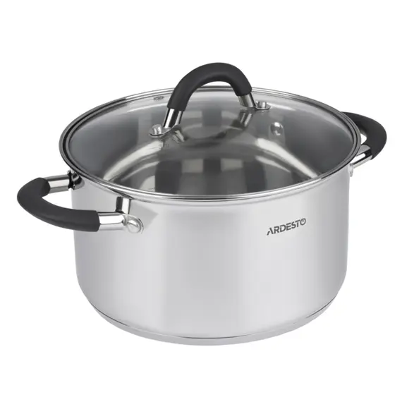 ქვაბი Ardesto AR1947CS Gemini, glass lid, 4.7 l, handles with silicone  - Primestore.ge