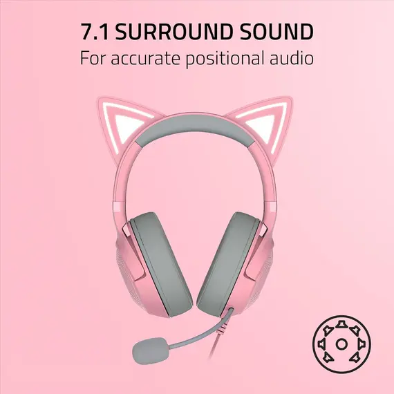 ყურსასმენი Razer Headset Kraken Kitty V2, RGB, USB, Quartz Ed. , 2 image - Primestore.ge