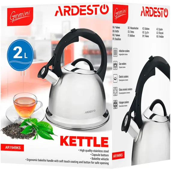 ჩაიდანი Ardesto Kettle Gemini, 2l, stainless steel , 4 image - Primestore.ge