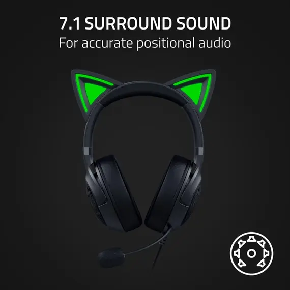 ყურსასმენი Razer RZ04-04730100-R3M1 Kraken Kitty V2, Gaming Headset, Wired, USB, Black , 6 image - Primestore.ge