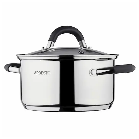 ქვაბი Casserole Ardesto Gemini, glass lid, 2.5 l, gray handles with silicone  - Primestore.ge