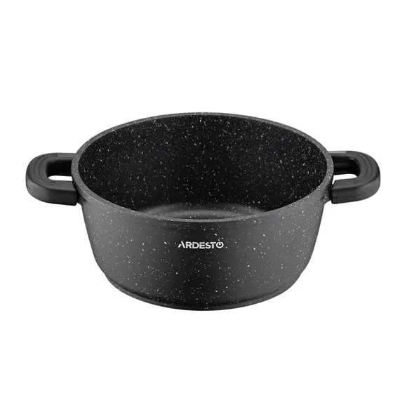 ქვაბი Ardesto Casserole with glass lid Gemini Anzio, 2.5l, aluminium, black , 4 image - Primestore.ge