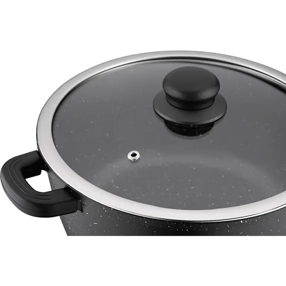 ქვაბი Ardesto Casserole with glass lid Gemini Anzio, 4.4l, aluminium, black , 5 image - Primestore.ge
