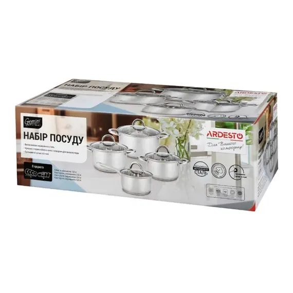 ქვაბების ნაკრები Ardesto Gemini Gourmet, 8 pcs, stainless steel , 2 image - Primestore.ge