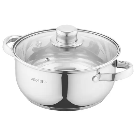 ქვაბი Ardesto Casserole with glass lid Gemini Gourmet Aosta, 2.7l, stainless steel  - Primestore.ge
