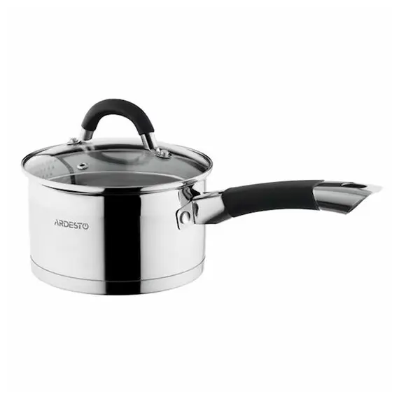 Ardesto Cookware set Gemini Monza with drain, 8 pcs., Handles with gray silicone, stainless steel, 3 image