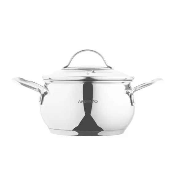 ქვაბი Ardesto Casserole with glass lid Gemini Liguria, 2.2l, stainless steel , 2 image - Primestore.ge