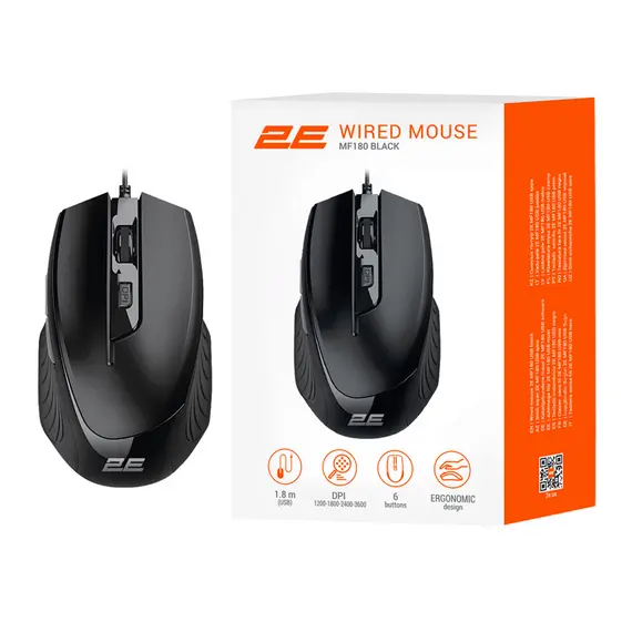 Mouse 2E MF180, USB-A, black, 4 image